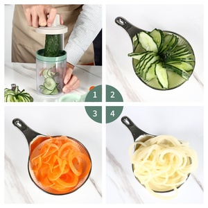 3 in 1 <b>Vegetable</b> Spiralizer Slicer Kitchen Supplies Zucchini Spaghetti Maker Handheld Veggie Adjustable With Container - Product Image 4