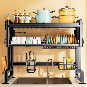 キッチンカウンター多機能オーガナイザー収納棚大型食器用排水機シンク上乾燥ラック高効率 - Product Image 5