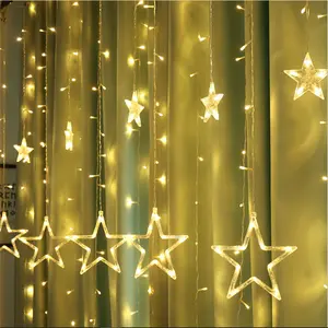 כוכב וילון אורות Led כוכבים מרחוק חלון וילון מחרוזת אורות תקע מהבהב מצבי קישוט חג המולד חתונה שינה המפלגה