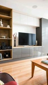 Vermont Moderne Low-Cost Installation Facile Unité Murale Réglable En Contreplaqué Salon <span class=keywords><strong>Tv</strong></span> Stand Pour Le Stockage Mdf Avec Porte Laquée - Product Image 2