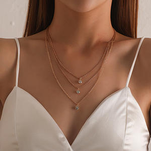 Jewelry Fashion Handmade Multi-layer Rhinestone Pendant for Women New Trendy <b>Simple</b> Chain <b>Necklace</b> - Product Image 1