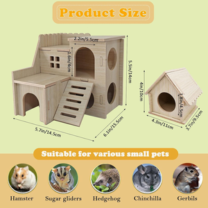 Bộ đồ chơi nhà gỗ mê cung nhỏ xinh phong cách đồng quê, nơi ẩn náu cho chuột <span class=keywords><strong>hamster</strong></span>, chuột nhảy đường đường, chuột <span class=keywords><strong>hamster</strong></span> lùn - Product Image 3