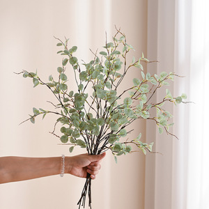 Feuilles d'eucalyptus simulées en soie, plante artificielle à branche unique, décoration de mariage, ornements pour la maison, style nordique - Product Image 1