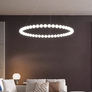 Lampadario <span class=keywords><strong>a</strong></span> Sospensione LED con Sfera in Acrilico, Forma di <span class=keywords><strong>Collana</strong></span> Dorata di Lusso, Moderno per Soggiorno e Camera da Letto - Product Image 5