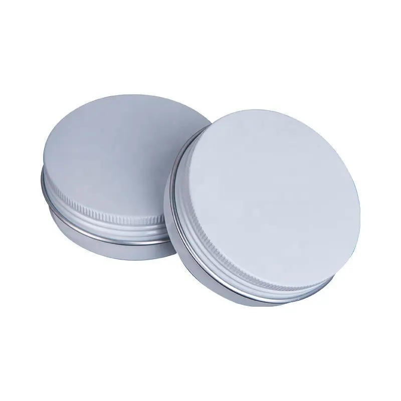 2oz Empty Metal Tin Box 60ml White Aluminum Round Tin Cosmetic Cream Aluminum Jar