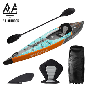 Customized Hot Sale Resistant Drop Stitch Kayak <b>Inflatable</b> With Paddle Rowing UV Fishing Canoe Boats PF02 Newly Arrived 12'8'' R - Product Image 5