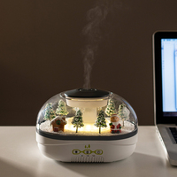 Humidificateur à ultrasons créatif et décoratif avec scène de Noël unique (Père Noël et bonhomme de neige) et micro-paysage, diffuseur d'huiles essentielles