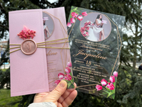 Carte d'invitation de mariage en acrylique avec logo personnalisé, impression UV personnalisée OEM, cartes d'invitation personnalisées