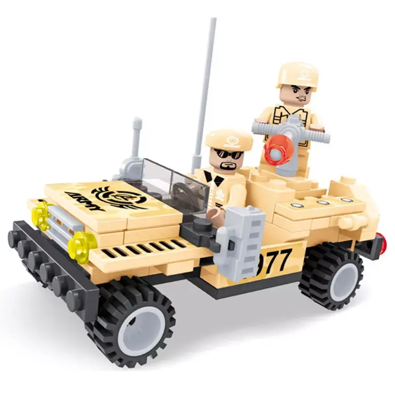 Children's new military truck car educational diy constructor kits kids play hot sale games creative cool construction block toy