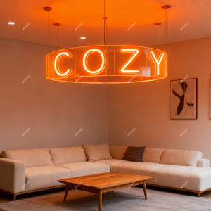 Insegna al Neon <span class=keywords><strong>LED</strong></span> Rotonda o Quadrata da Soffitto 12V, Lampadario Pendente al Neon Circolare a <span class=keywords><strong>360</strong></span> Gradi per Bar e Club - Product Image 5