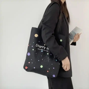 Sac fourre-tout en toile grande capacité pour femme, style simple, avec fermeture éclair, imprimé, sac à main, sac à bandoulière 2023 - Product Image 5
