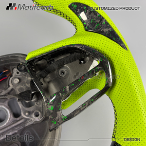 พวงมาลัยคาร์บอนไฟเบอร์สีเขียวแบบกำหนดเองสำหรับ Dodge Charger Challenger Hellcat SRT 392 Scat R/T GT SXT ปี 2013-2023 - Product Image 4