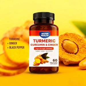 OEM Kurkuma Curcumine & Gember & Zwarte Peper Capsules Volwassenen Vegan Immuunondersteuning & Energie 60 Capsules/fles - Product Image 5