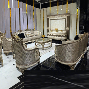 Juego de sofás contemporáneo para sala de estar en venta, último modelo en acabado negro y dorado, muebles de sala de estar de alta gama, juego de sala de estar hecho a mano. - Product Image 1
