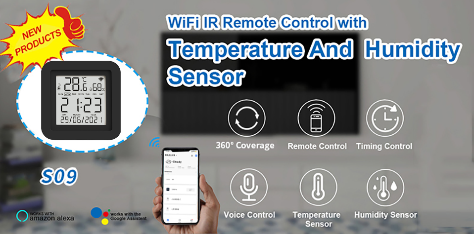 Tuya Smart WiFi Universal IR Remote Temperature Humidity Sensor for Air Conditioner TV AC Works Smart IR Humidity sensor