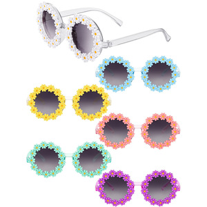 Juego de gafas de sol con forma de flor, 6 colores, montura redonda, protección UV, gafas de sol decorativas para fiestas, accesorio de moda unisex - Product Image 3