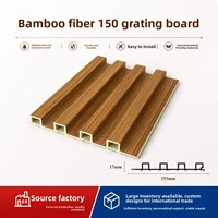 Panneaux de Grille WPC Fournis par le Fabricant, Fibres de Bambou et de Bois, Grille à Nervures, Modèle Luxe QS1, Revêtement Mural, Matériaux Décoratifs