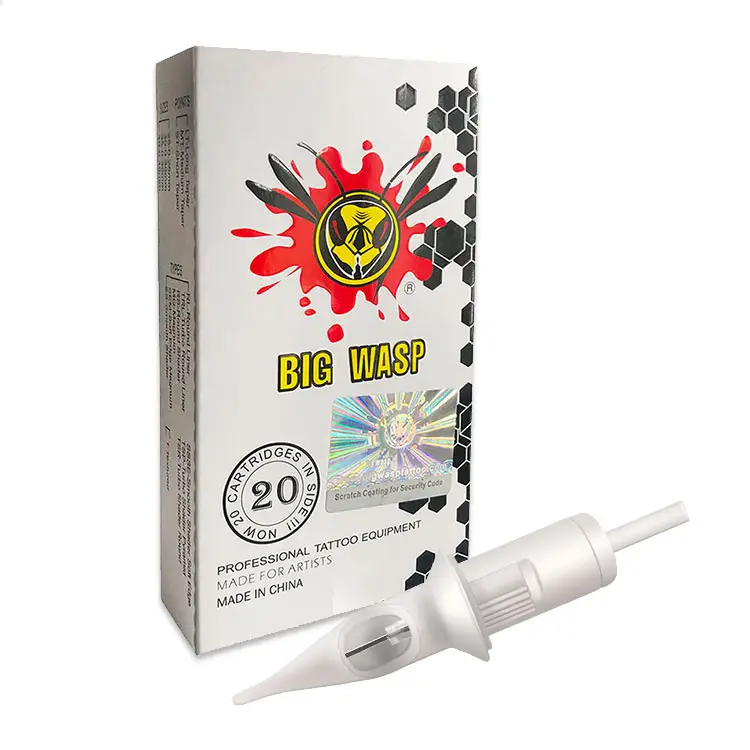 BIGWASP 20pcs 0.25mm 0.3mm 0.35mm RL White Tattoo Needles Professional Tattoo Cartridges