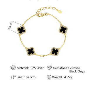 JZM Gioielli Raffinati, Bracciale in Argento S925 con Quadrifoglio e Agata Rossa, Placcato Oro 18k, Regalo per Donna - Product Image 6