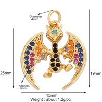 Dinosaure Serpent Oiseau Ours Buffle Vache Taureau Tête de Léopard Éléphant Animal Charme Pendentif, Or 18K Zircon Collier Bijoux Fourniture L31