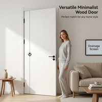 Puerta Interior Minimalista TraditionSwing de Fibra de Vidrio y Madera Sólida para Apartamento, Superficie Lisa con Imprimación Blanca para Uso en Cocina y Hotel