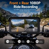 AOOCCI C6 Pro IP67 Caméra de moto DVR double 1080P avant et arrière avec CarPlay sans fil, GPS et verrouillage d'urgence 140° °   Caméra embarquée grand angle