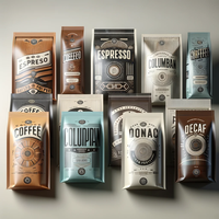 Sachet de café personnalisé en plastique refermable 250g 500g 1kg avec fermeture éclair pour grains de café