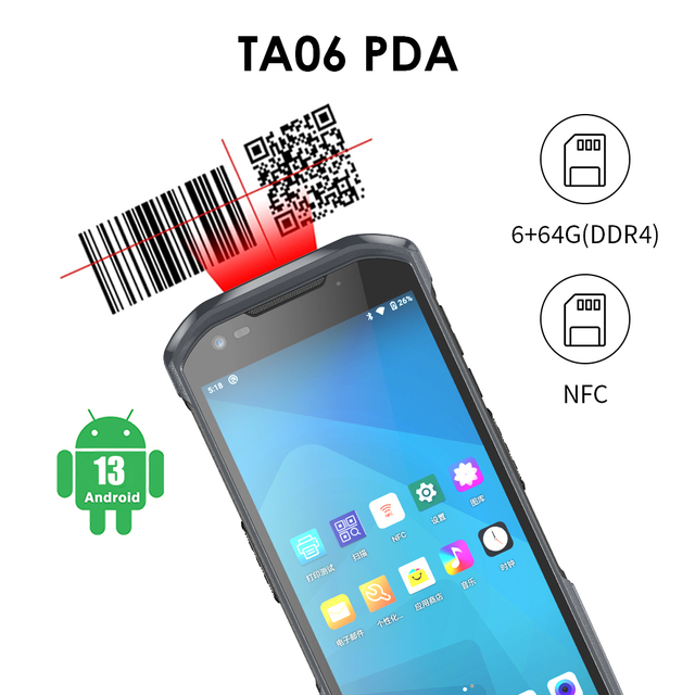 Effon TA06 GMS Approved Rugged High Resolution Full Screen Android 13 NFC Handheld PDA IP67 Rated Barcode Scanning Stock