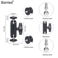 Bras articulé SORRISO à double rotule avec support à vis 1/4 pouce, rotation à 360 degrés, support de moniteur pour éclairage vidéo et flash