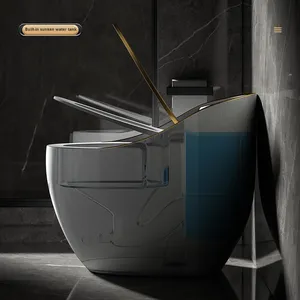 Thiết kế mới hiện đại Hot Bán biệt thự gốm một mảnh nhà vệ sinh với dual-flush Siphon Đỏ bừng Bát đen màu trắng cho phòng tắm - Product Image 2