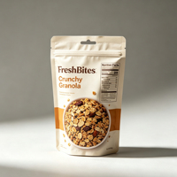Kemasan Pouch Stand Up Resealable Zipper Grosir untuk Granola, Sereal, Buah Kering dengan Tear Notch dan Lubang Euro