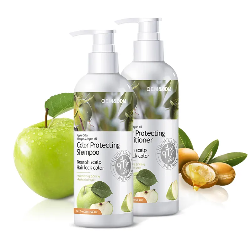 conjunto de shampoo e condicionador sem sulfato de shampoo de maçã e argan de marca própria de alto lucro