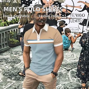 Hommes de haute qualité pour polos Logo personnalisable respirant tricoté manches courtes motif solide plus tailles extra-larges - Product Image 2