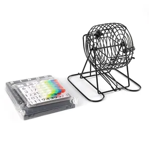 Set konsol permainan Bingo, mesin undian putar Manual 75 bola keberuntungan penghitung kartu permainan pesta alat peraga Keluarga mainan menyenangkan