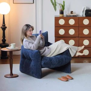 Canapé minimaliste moderne à une place avec <span class=keywords><strong>fauteuil</strong></span> en tissu chenille bleu, canapé design pour la maison - Product Image 2