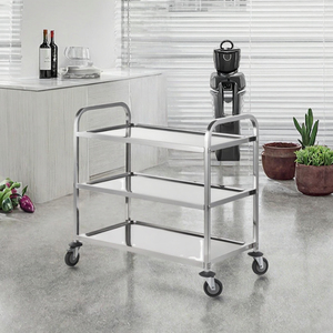 Grote vierkante buis 3-laags roestvrijstalen 201 serveerwagen voor restaurants - Product Image 4