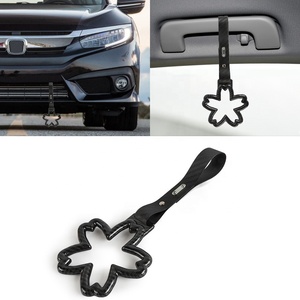 Anneau JDM Sakura Tsurikawa en carbone noir avec poignée en PVC en forme de fleur, breloque de pare-chocs arrière pour voiture, accessoire de drift - Product Image 2