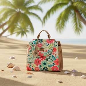 Bolso de Compras de Yute Mediano para Mujer Fana Emilia, Diseño de Leopardo, Cierre con Broche, Estilo Playa - Product Image 2