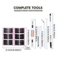 Faux cils segmentés 9mm 10mm 12mm 14mm 16mm, deux plateaux, outils complets, colle, fixateur, dissolvant, brosse, vente en gros de cils