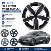 4 pièces 19 pouces Enjoliveurs de roue à couverture intégrale finition chromée pour Tesla Model Y Juniper 2025, à rayons turbine bicolores, à clipser, en ABS