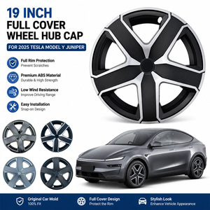 4 pièces 19 pouces Enjoliveurs de roue à couverture intégrale finition chromée pour Tesla Model Y Juniper 2025, à rayons turbine bicolores, à clipser, en ABS - Product Image 6