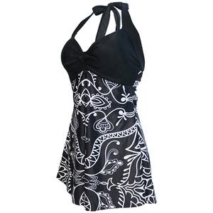 HT0029 elegante costume da bagno intero Crossover costume da bagno a due colori con gonna - Product Image 2