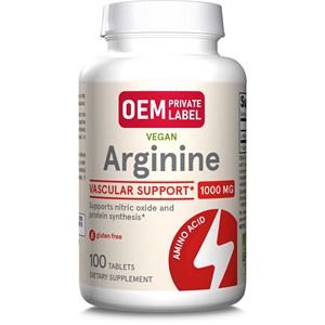 Cápsulas de L-Arginina Personalizadas OEM, L-Arginina 1,000 mg, Cápsulas de Aminoácidos de Óxido Nítrico, Favorecen el Flujo Sanguíneo y la Función Vascular - Product Image 1