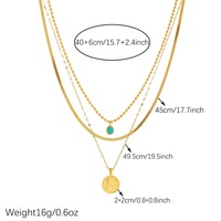 Collier multicouche empilable avec pendentif pièce ronde à chaîne irrégulière, bijoux vintage en turquoise, ornement élégant à superposer TGXL14811