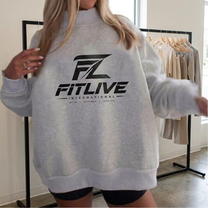 Women Oversized <b>Mock</b> Neck Sweatshirt Gray Fleece Pullover Turtle Neck Hoodie Regular Sleeve Embroidered Eco-Friendly Casual - Product Image 2