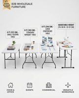 Table de banquet pliante en plastique blanc robuste de 6 pieds pour usage commercial, idéale pour les événements extérieurs, mariages, locations, hôpitaux et hôtels