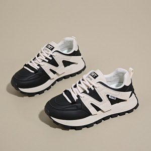 Zapatos Deportivos Casuales de Mujer, Estilo Coreano, con Cordones, de Piel Sintética Blanca Transpirable, con Suela Gruesa, para Primavera 2025 - Product Image 2