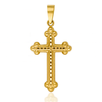Colgante de Cruz Cristiana en Oro de 14K Tallado en Satén, Joyería Religiosa Elegante Unisex, Collar Fino Texturizado Hecho a Mano, J.J. BRAVO
