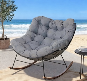 Poltrona da Camera da Letto e Balcone in Ferro Battuto con Gambe in Legno, Comoda Sedia per il Relax - Product Image 2