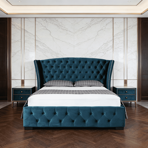 Cama de Hotel Económica, Sencilla y de Alta Gama, Colchón Moderno, Cabecera de Madera, Cama Doble de Madera Maciza, Cómoda y Acolchada <span class=keywords><strong>en</strong></span> Terciopelo - Product Image 2